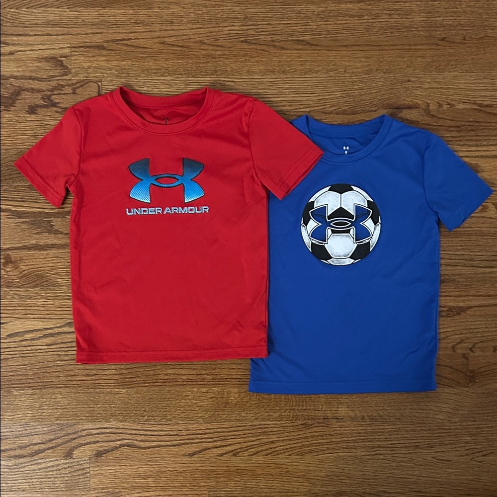 Under Armour Kids Red and Blue Performance Short Sleeve Tees